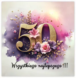 kartka-na-50-urodziny-rustykalna-kwiaty-wianek-akwarele-rozowa-koperta