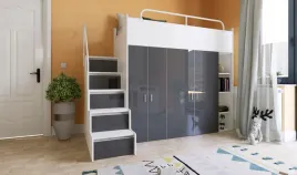 lozko-pietrowe-kiki-2-80x190-ze-schodkami-i-szafami-grafitowy-polysk