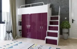 lozko-pietrowe-kiki-2-80x190-ze-schodkami-i-szafami-fioletowy-polysk