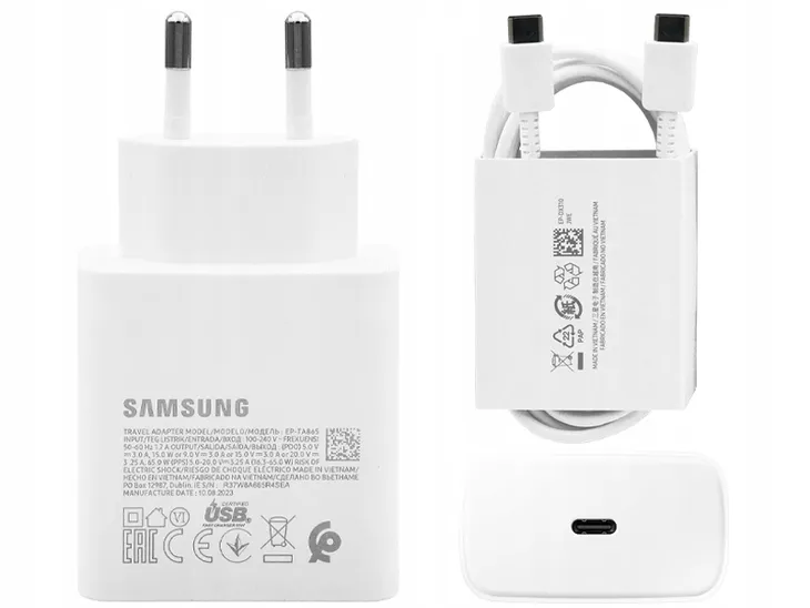 ORYGINALNA ŁADOWARKA SIECIOWA SAMSUNG 65W + Kabel 1.8M PD 3.0 USB C Galaxy