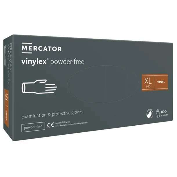 Mercator vinylex powder free winylowe rękawiczki diagnostyczne ochronne XL