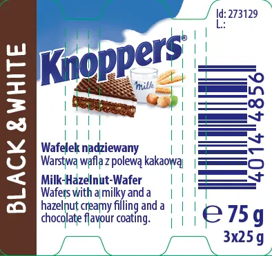 knoppers-blackandwhite-75-g-waga-250-g-stan-nowy