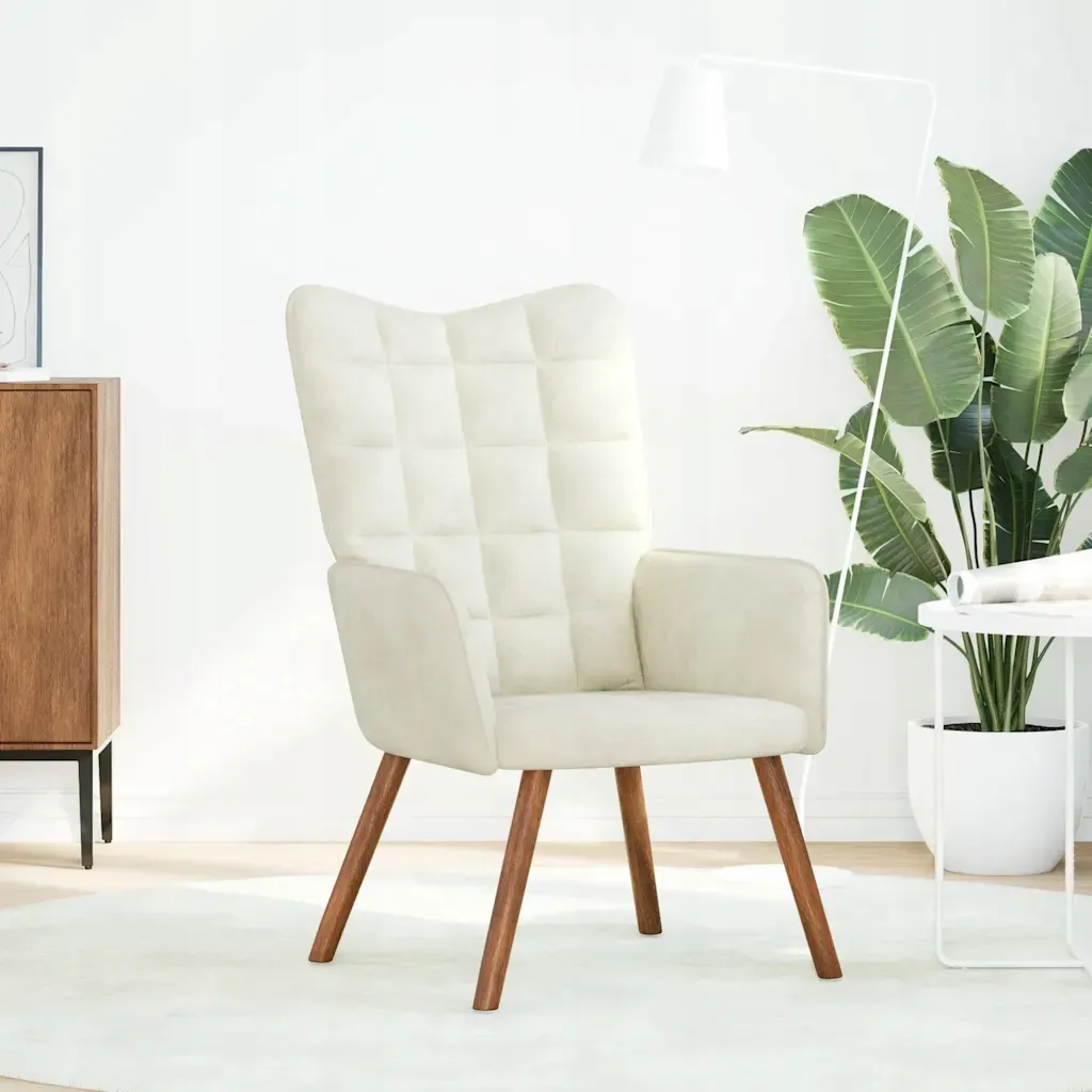 fotel-kremowy-obity-aksamitem