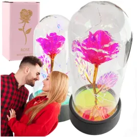 wieczna-roza-kwiat-rozowa-dekoracyjna-na-prezent-w-kopule-z-lampkami-led