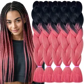 wlosy-syntetyczne-warkoczyki-ombre-czarny-rose-gold-rozowy-zestaw-5szt-m45