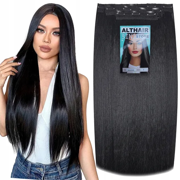 Włosy Syntetyczne Sztuczne Clip In Na Klipsy 3szt 60cm Doczepiane Czarne #1