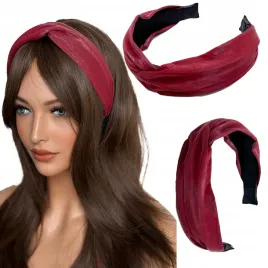opaska-do-wlosow-skoropodobna-wezel-turban-bordowa-ciemna-czerwien