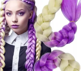 wlosy-syntetyczne-warkoczyki-ombre-warkocze-blond-fiolet-doczepiane