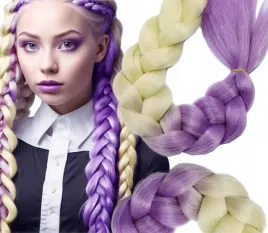 wlosy-syntetyczne-warkoczyki-ombre-warkocze-blond-lawenda-doczepiane