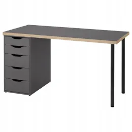 ikea-lagkapten-alex-biurko-szary-imitacja-drewna-czarny-140x60-cm