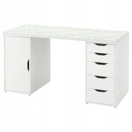 ikea-lagkapten-alex-biurko-kratka-wielobarwny-bialy-140x60-cm