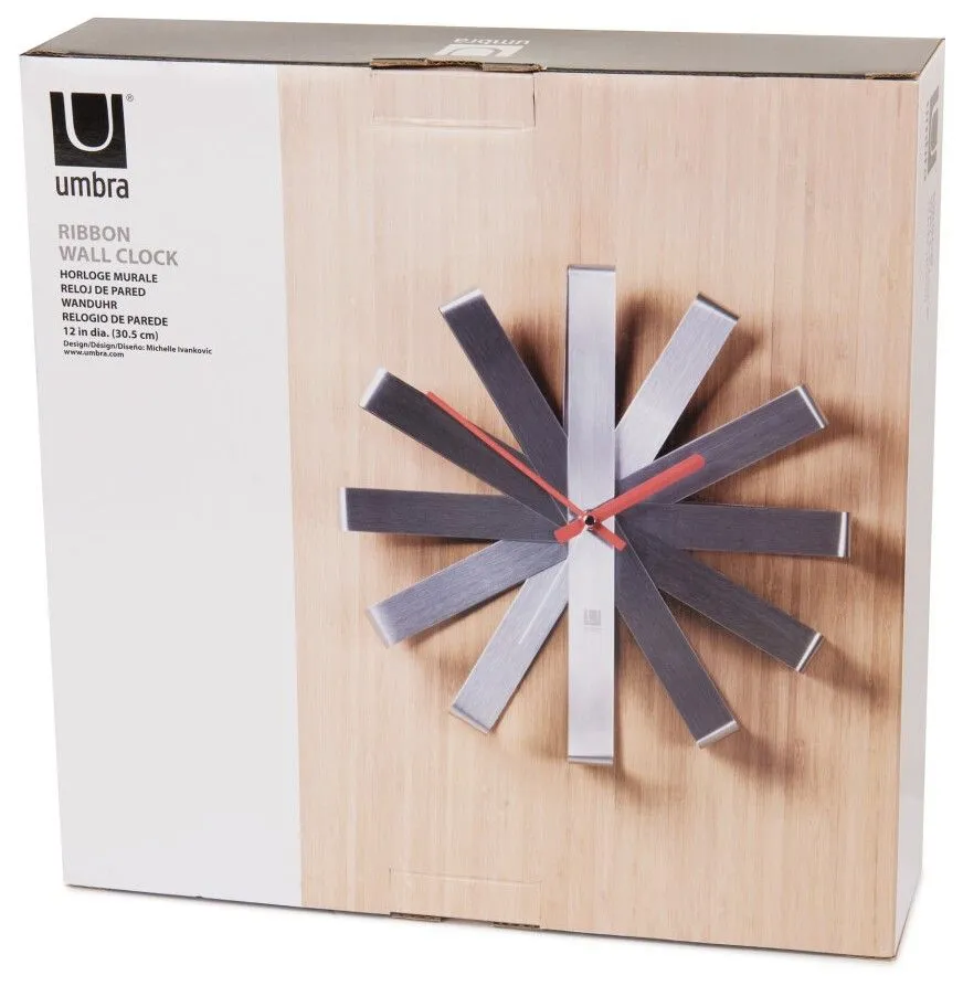 umbra-zegar-scienny-ribbon-srebrny