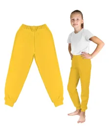 dziewczece-chlopiece-spodnie-dresowe-cienkie-bawelniane-dlugie-zolte-140