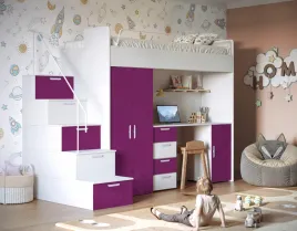 meble-mlodziezowe-3w1-lozko-pietrowe-biurko-szafa-raj4-bialy-fiolet-polysk