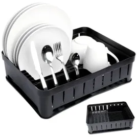 ociekacz-suszarka-na-naczynia-sztucce-talerze-kubki-stojaca-kuchenna-czarna