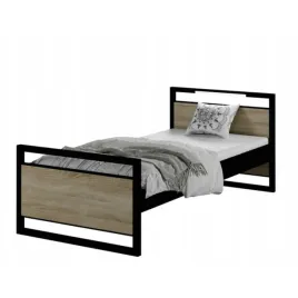 lozko-mlodziezowe-200x90-metalowe-loft-led-dab-sonoma