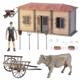 duzy-zestaw-farma-domek-rolnika-rolnik-krowa-narzedzia-rolnicze-taczki-akce