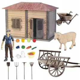 duzy-zestaw-farma-domek-rolnika-rolnik-owca-narzedzia-rolnicze-taczki