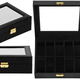 szkatulka-na-zegarki-25x20x8-cm-czarna-ekoskora-organizer-z-10-przegrodkam