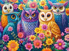 puzzle-3000-ukladanka-zwierzeta-ptaki-kwiaty-kolorowe-sowy-9-castor