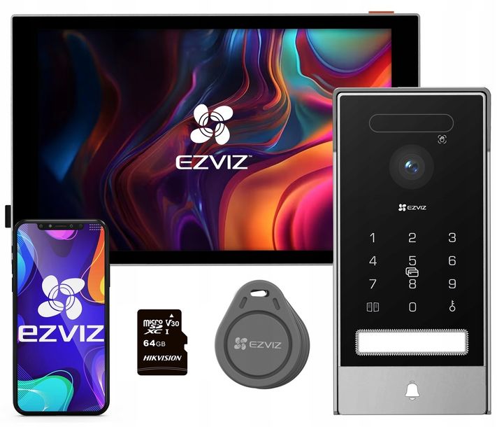 ﻿Wideodomofon WiFi HP7 PRO EZVIZ 2-żyłowy Furtka Brama Twarz + Karta SD 64