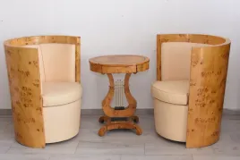 komplet-mebli-art-deco-2x-krzeslo-fotel-stolik-harfa-giete-drewno
