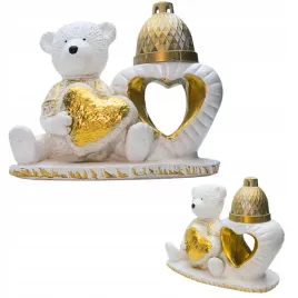 znicz-gipsowa-figurka-nagrobna-zloty-mis-serce-gips-latarenka-zloto
