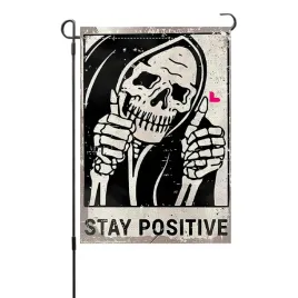 flaga-baner-dekoracja-halloween-stay-positive-szkielet-czaszka-45-x-30-cm