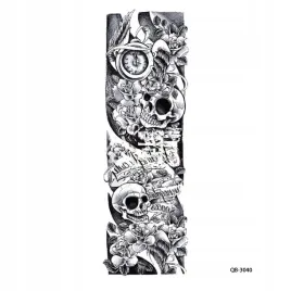 tatuaze-tymczasowe-tattoo-3d-super-jakosc-rekaw-45x20-czaszka-kwiaty-zegar