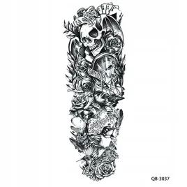 tatuaze-tymczasowe-tattoo-3d-super-jakosc-rekaw-45x20-czaszka-kwiaty-ptaki