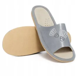 kapcie-dzieciece-pantofle-lotki-badminton-szare-skorzane-r-30