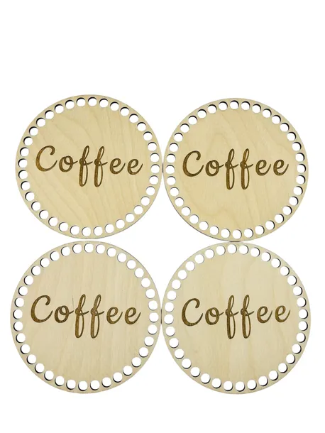 DREWNIANA PODKŁADKA POD KUBEK SZKLANKĘ FILIŻANKĘ Coffee BAZA 4SZT
