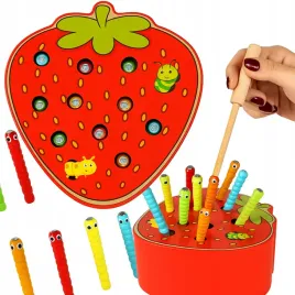 drewniana-gra-zabawka-zlap-robaczka-truskawka-wedka-lowienie-montessori