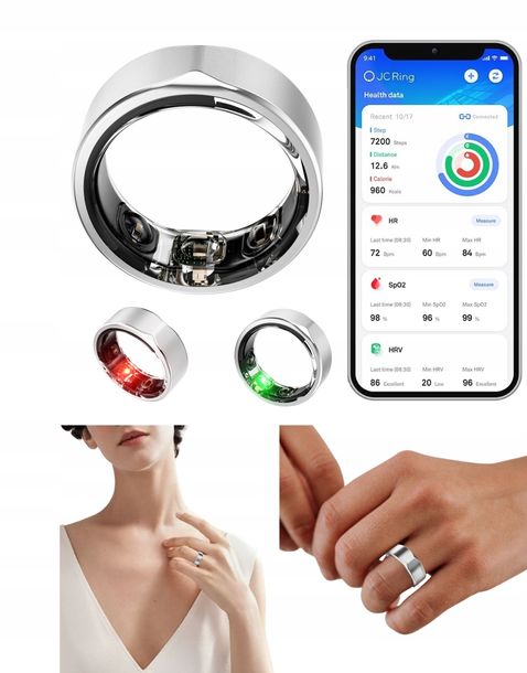 ﻿Smart Ring Inteligentny Pierścionek Tytanowy CGM Cukier HR Tętno Rozmiar 10