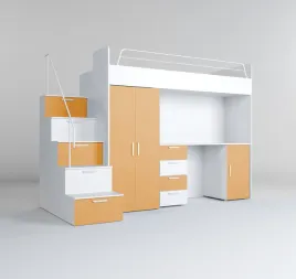 antresola-raj-4s-ze-stelazem-biurko-z-szafa-i-schodkami-zolty-mat