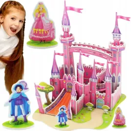 puzzle-3d-ukladanka-model-zamek-z-numeracja-edukacyjne-piankowe-rozowe