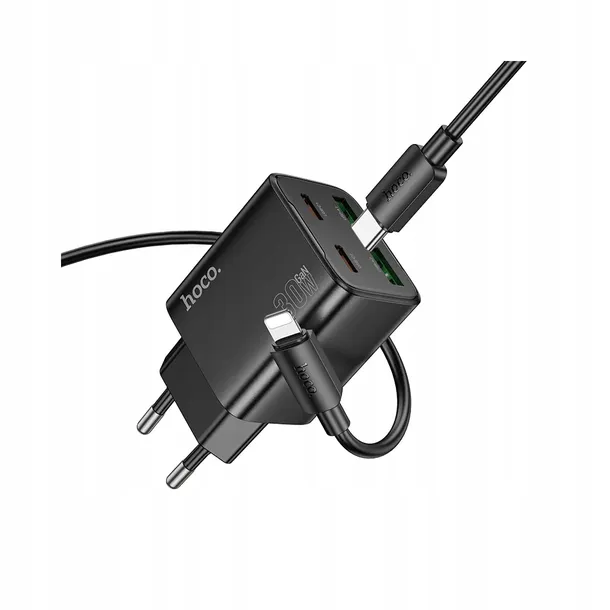 hoco-ladowarka-sieciowa-2-x-typ-c-2x-usb-a-kabel-typ-c-do-lightning-pd-marka-hoco