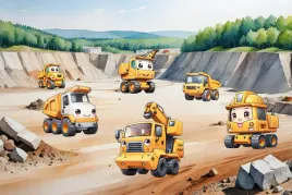 tapeta-dla-dzieci-maszyny-budowalne-dzwig-wywrotka-na-wymiar-m250