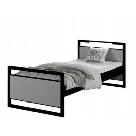lozko-mlodziezowe-200x90-metalowe-loft-led-stalowy-szary-materac