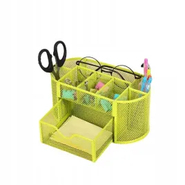 organizer-na-biurko-z-szufladka-przybornik-z-siatki-pg9087-limonkowy-penandgo