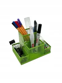 organizer-na-biurko-4-komory-przybornik-z-siatki-pg9056-limonkowy-penandgo