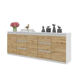 komoda-bialy-mat-dab-wotan-200cm-6-szuflad-3-drzwi-3-polki-zestaw-salon