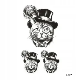 tatuaze-tymczasowe-tattoo-3d-1056-kot-w-cylindrze-i-monoklu-czarny