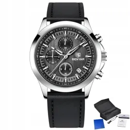 czarny-zegarek-meski-benyar-na-skorzanym-pasku-elegancki-chronograf-pudelko