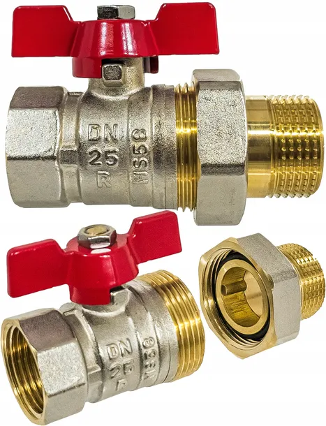 zawor-kulowy-kurek-1-dn25-mosiezny-ze-srubunkiem-i-dlawica-motylek-solidny-rodzaj-kulowy-stan-opakowania-oryginalne