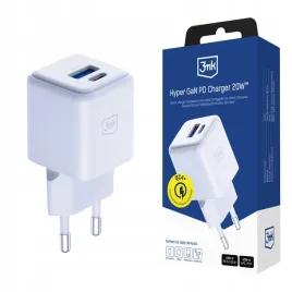 ladowarka-sieciowa-3mk-hyper-gan-charger-20w-qc4-pd-pps-usb-c-usb-a-bial