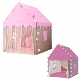 namiot-zamek-palac-do-pokoju-ogrodu-domu-lampki-led-dla-dzieci-rozowy