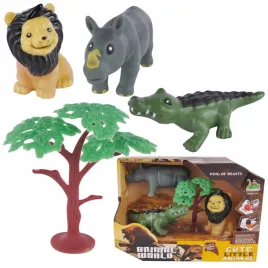 zestaw-zwierzat-krokodyl-hipopotam-lew-dzikie-zwierzeta-drzewko
