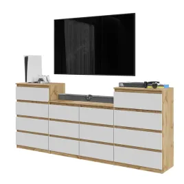 szafka-rtv-14-szuflad-220-cm-komoda-do-salonu-dab-wotan-bialy-mat-zestaw