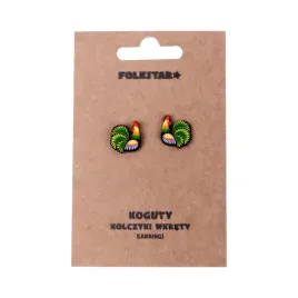 kolczyki-wkrety-folk-koguty-lowickie